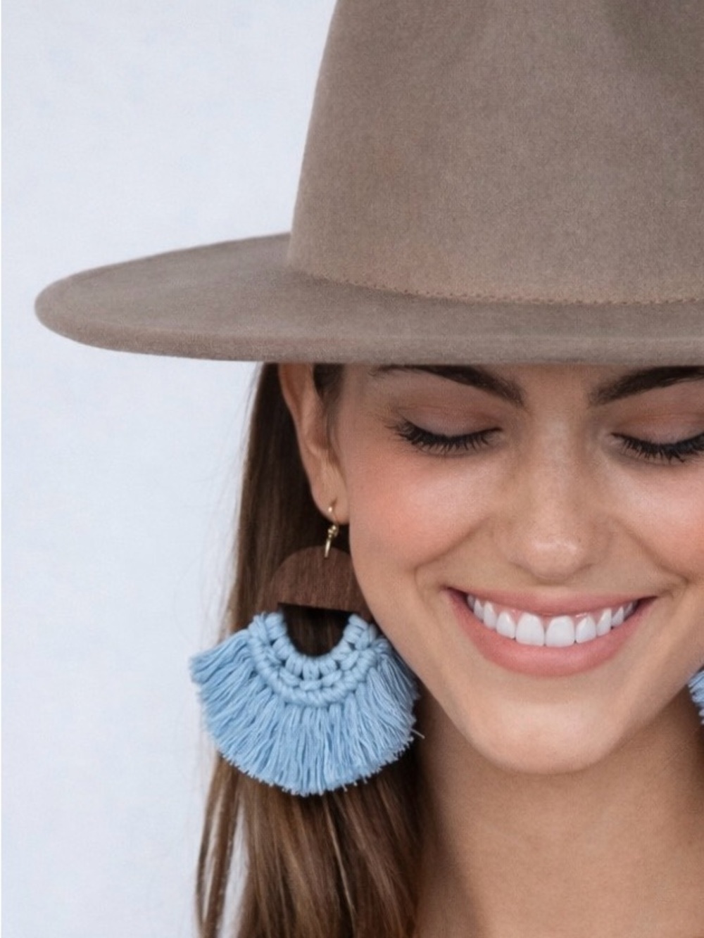 🆕Light Blue Macramé Fringe Earrings - Women Accessories